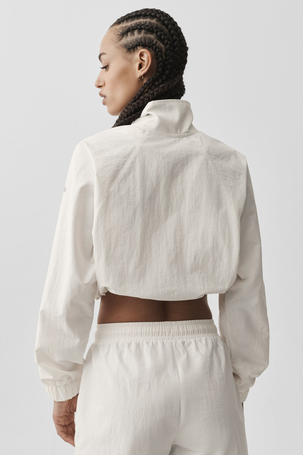 Women's Cropped Quarter Zip Pullover - Soft Yoga Sweatshirt Athletic Coverup in Ivory