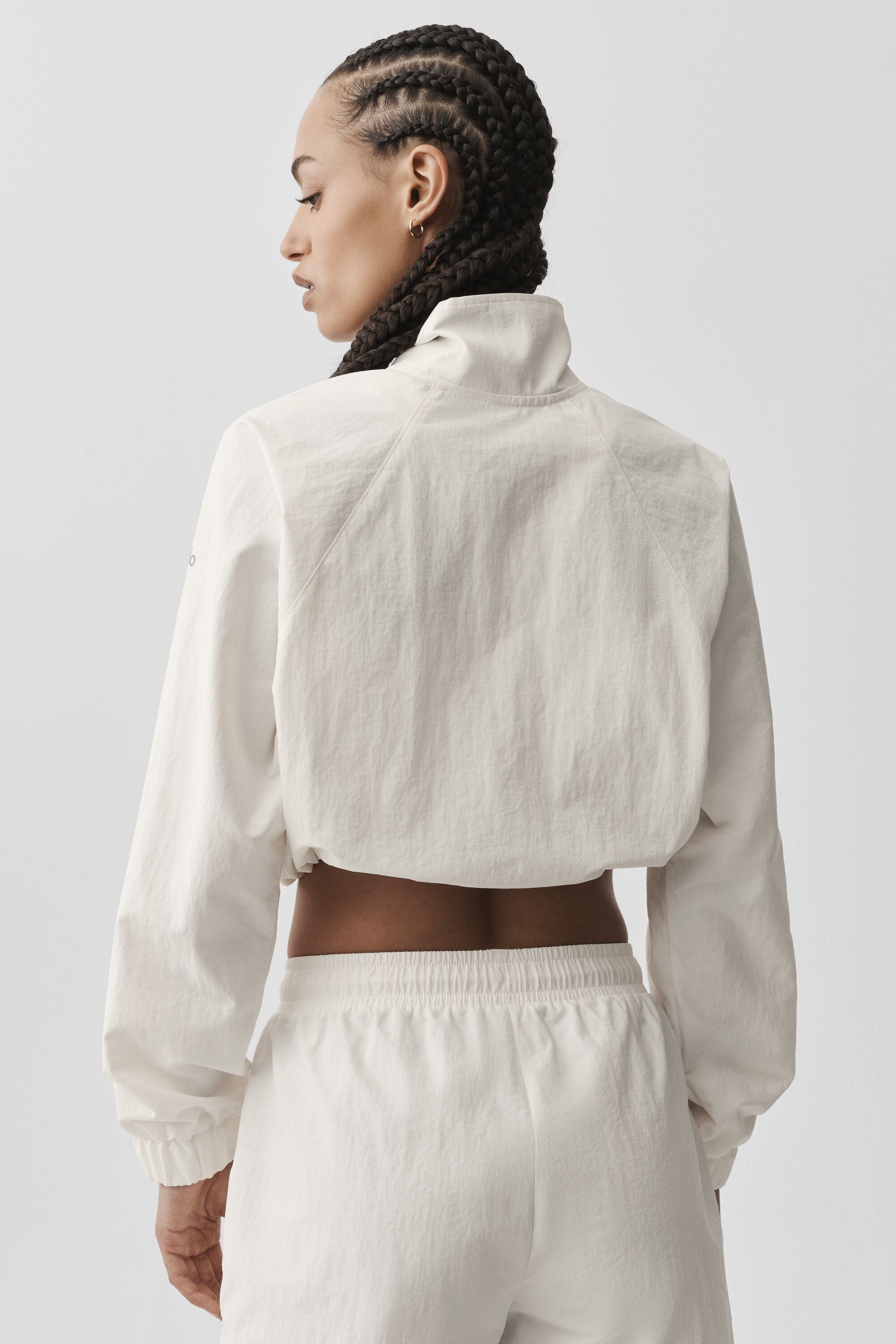 Women's Cropped Quarter Zip Pullover - Soft Yoga Sweatshirt Athletic Coverup in Ivory