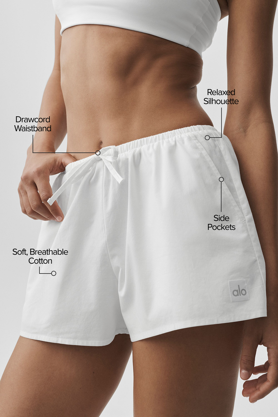 Women's Cotton High-Waist Yoga Shorts - Squat-Proof Athletic Short in White