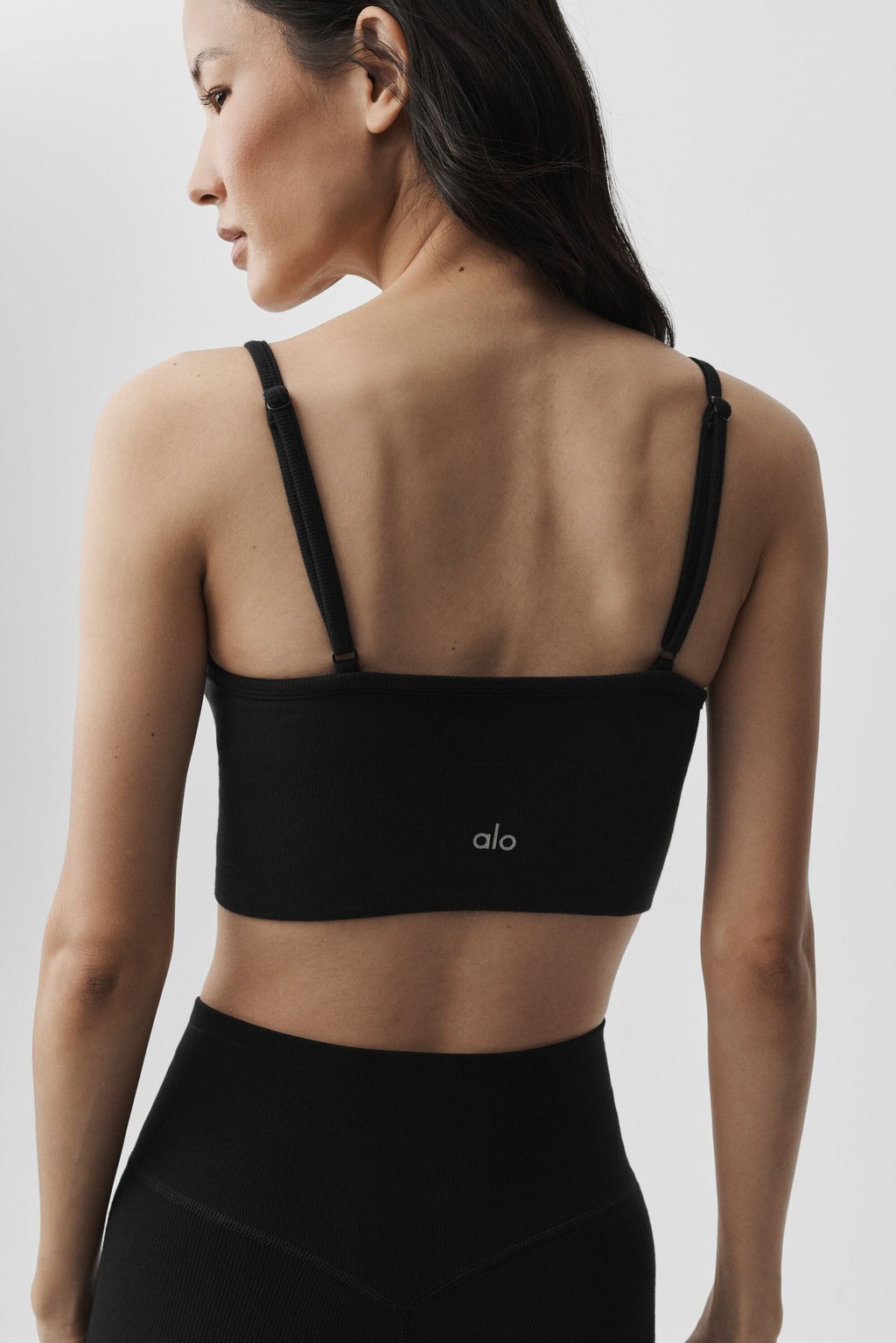 Women's Seamless Modal Ribbed Bralette - Wireless Soft Yoga Bra in Black