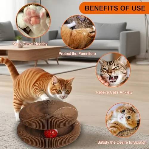 Magic Cat Scratcher Accordion Toy with Ball – Foldable Multi-Shape Design